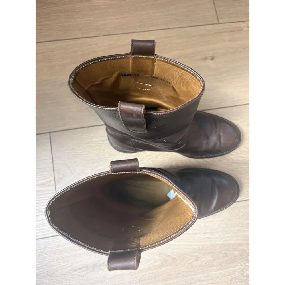Billy Reid Kentwood Leather Biker Boots Dark Brown Vibram Sole Size 10